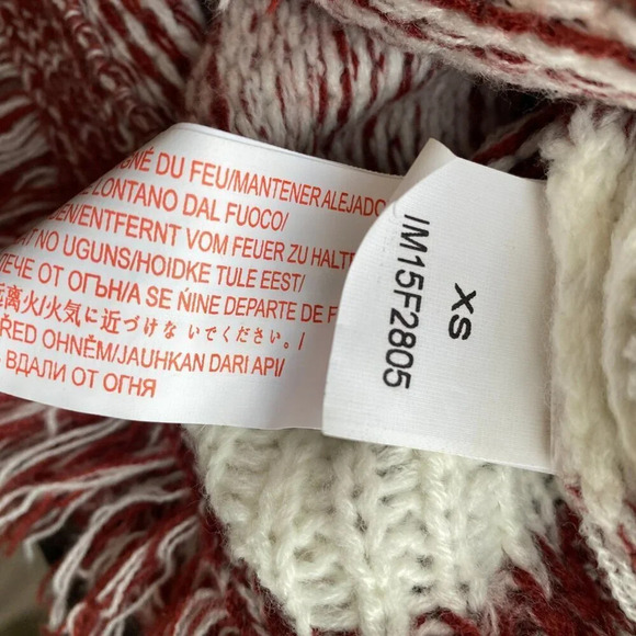 MINKPINK Womens Size XS Sunday Frills Fringe Sweater Top in Maroon & White Boho - Picture 16 of 16